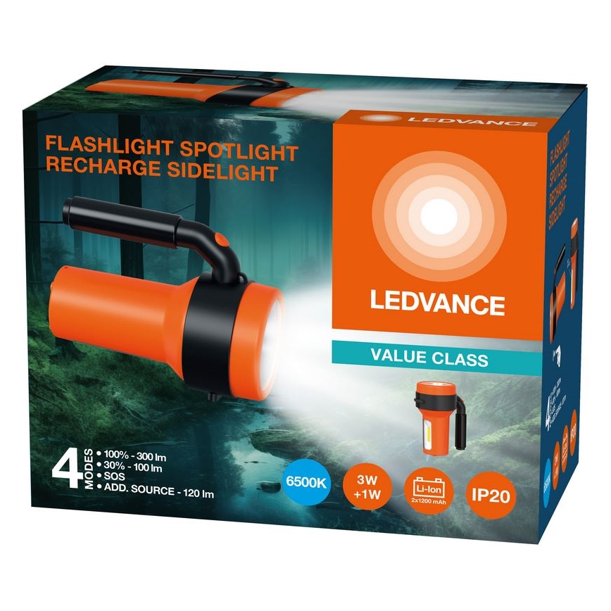 Ledvance - LED Polnilna baterijska svetilka s power bankom FLASHLIGHT LED/3W/5V 2400 mAh