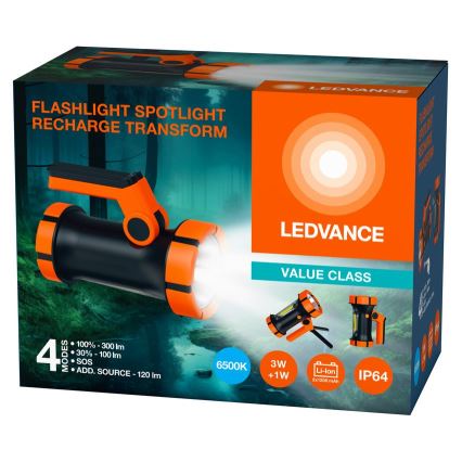 Ledvance - LED Polnilna baterijska svetilka s power bankom FLASHLIGHT LED/3W/5V IP64 2400mAh