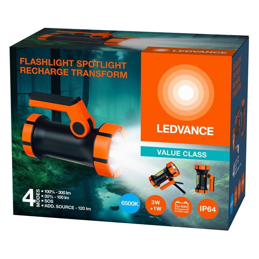 Ledvance - LED Polnilna baterijska svetilka s power bankom FLASHLIGHT LED/3W/5V IP64 2400mAh