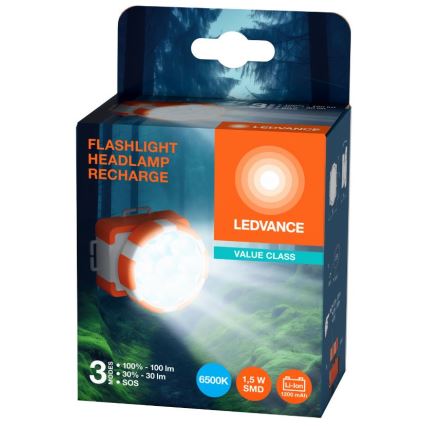Ledvance - LED Polnilna naglavna svetilka FLASHLIGHT LED/1,5W/5V 1200 mAh
