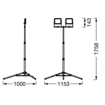 Ledvance - LED Zunanji reflektor z držalom WORKLIGHT TRIPOD 2xLED/10W/230V 6500K IP65