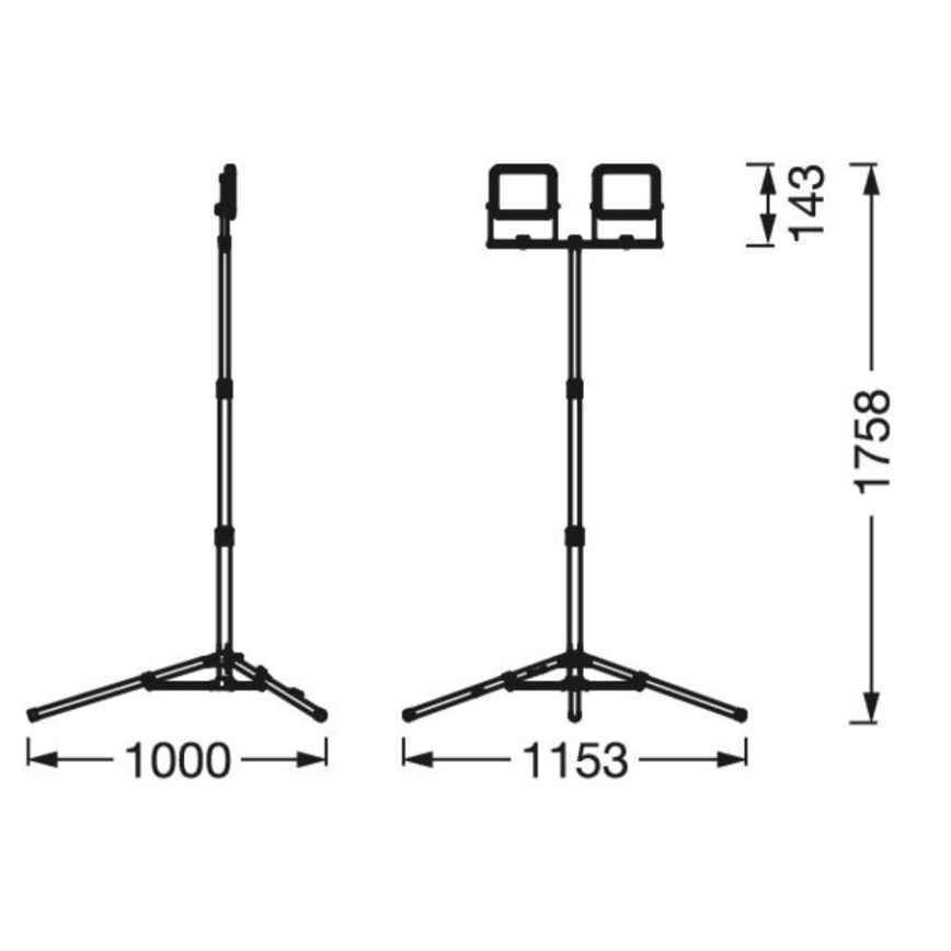 Ledvance - LED Zunanji reflektor z držalom WORKLIGHT TRIPOD 2xLED/10W/230V 6500K IP65