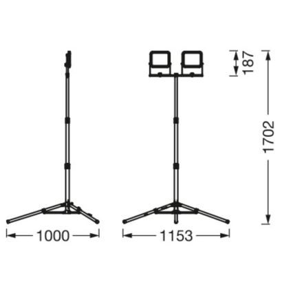 Ledvance - LED Zunanji reflektor z držalom WORKLIGHT TRIPOD 2xLED/20W/230V 6500K IP65