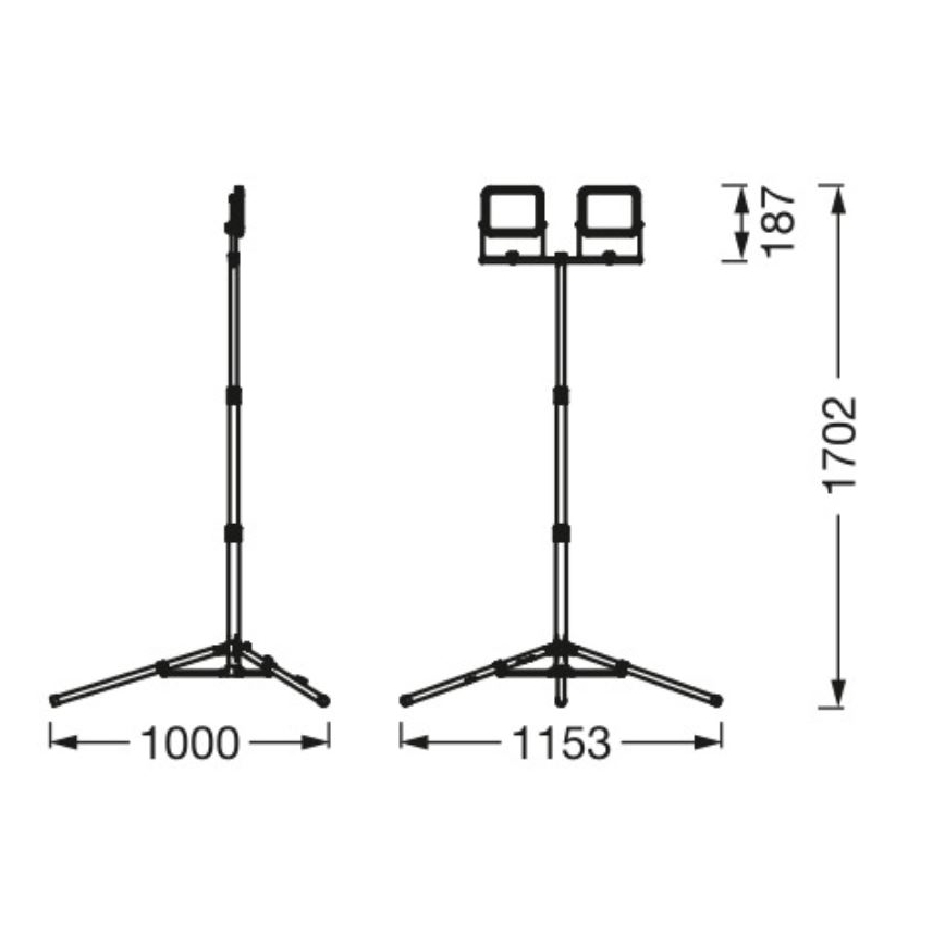 Ledvance - LED Zunanji reflektor z držalom WORKLIGHT TRIPOD 2xLED/20W/230V 6500K IP65