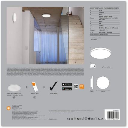 Ledvance - LED RGB+TW Zatemnitvena svetilka SMART+ FRAMELESS LED/20W/230V 3000K-6500K Wi-Fi