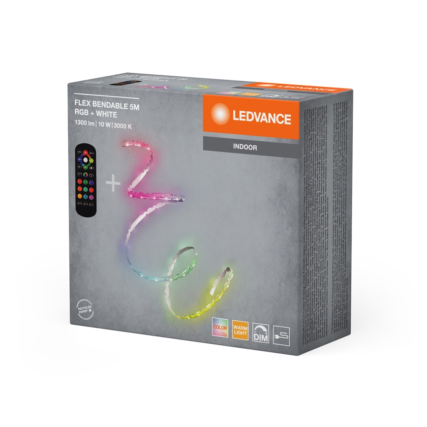 Ledvance - LED RGB zatemljiv trak FLEX 5 m LED/10W/230V + daljinski upravljalnik