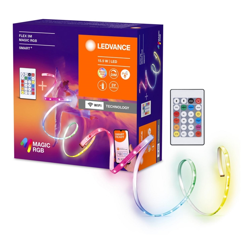 Ledvance - LED RGB Zatemnitveni trak SMART+ MAGIC FLEX 3m LED/15,5W/230V Wi-Fi + Daljinski upravljalnik