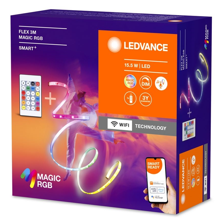 Ledvance - LED RGB Zatemnitveni trak SMART+ MAGIC FLEX 3m LED/15,5W/230V Wi-Fi + Daljinski upravljalnik