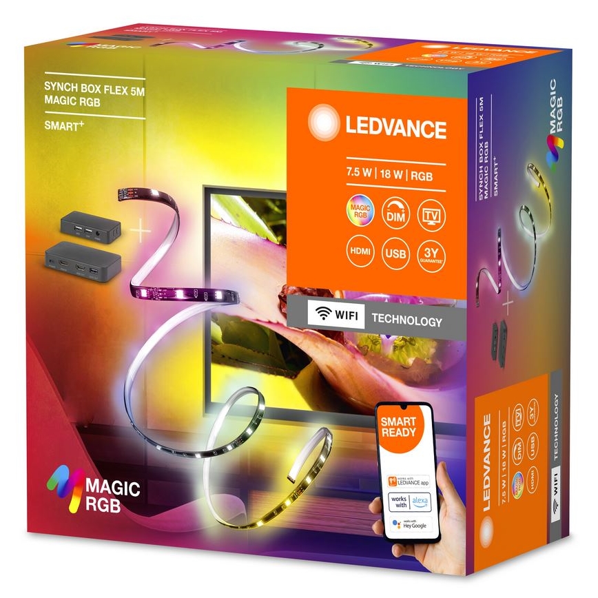Ledvance - LED RGB Zatemnitveni trak za TV SYNCH BOX FLEX SMART+ MAGIC 4,5m LED/18W/230V Wi-Fi