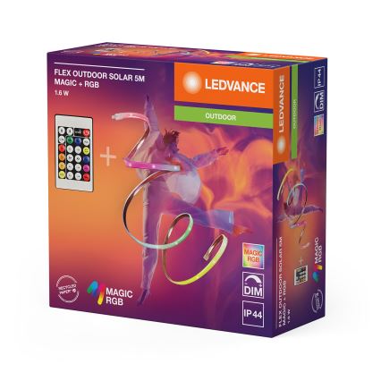 Ledvance - LED RGB zatemljiv solarni trak FLEX MAGIC 5m LED/1,6W/3,7V 2000 mAh IP44 + daljinski upravljalnik