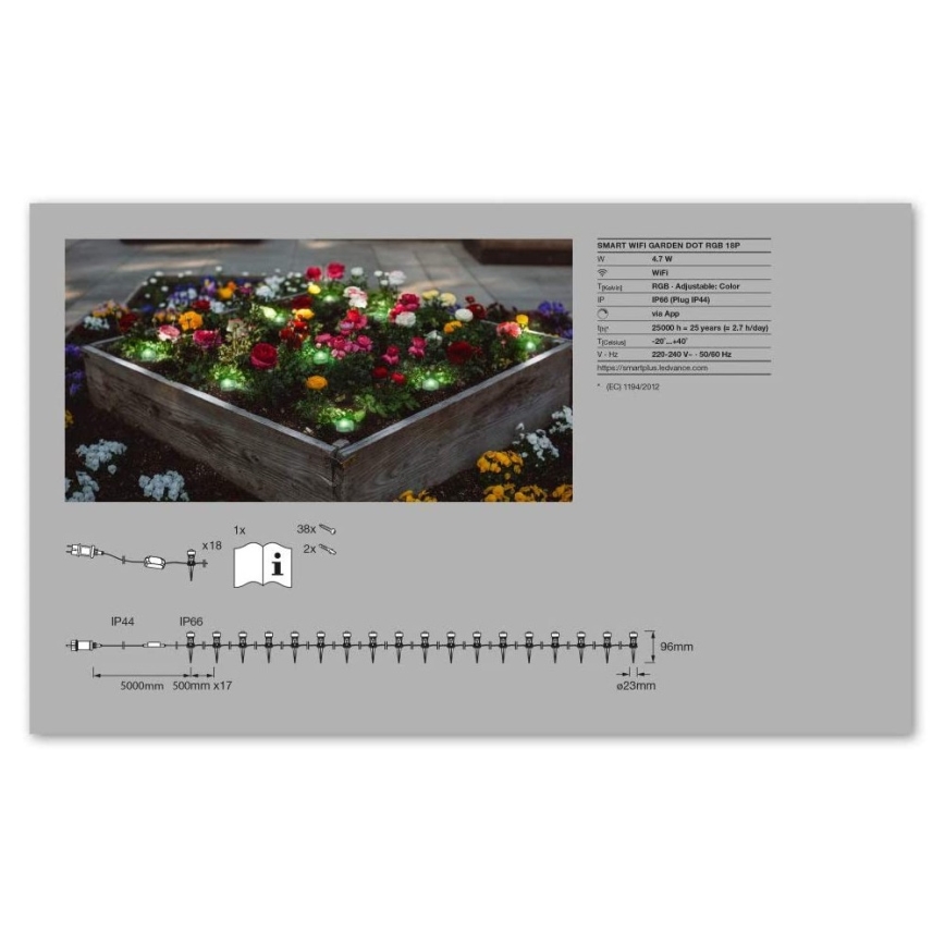 Ledvance - LED RGB Zunanja dekorativna svetilka SMART+ DOT 18xLED/4W/230V IP65 Wi-Fi