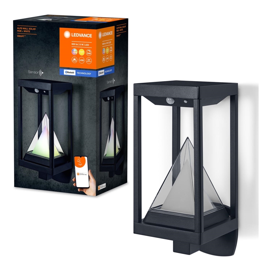 Ledvance - LED RGBW Zatemnitvena solarna stenska svetilka s senzorjem SMART+ ALPS LED/6W/3,7V 2200 mAh 3000K IP44