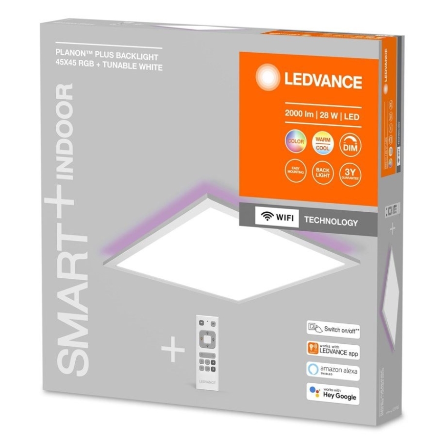 Ledvance - LED RGBW zatemljiv panel SMART+ PLANON LED/28W/230V 45x45 cm Wi-Fi + daljinski upravljalnik