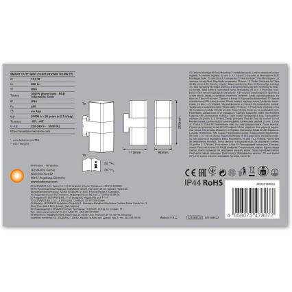 Ledvance - LED RGBW Zunanja stenska svetilka SMART+ CUBE LED/13,5W/230V IP44 Wi-Fi