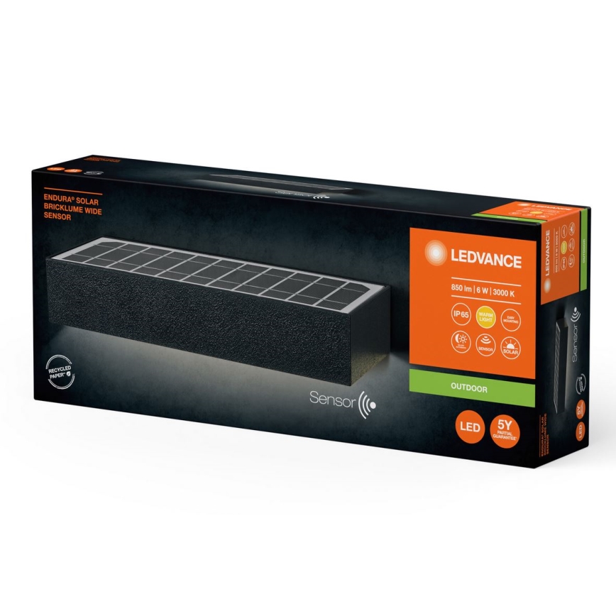 Ledvance - LED Solarna stenska svetilka s senzorjem ENDURA SOLAR LED/6W/4,2V 3000 mAh IP65