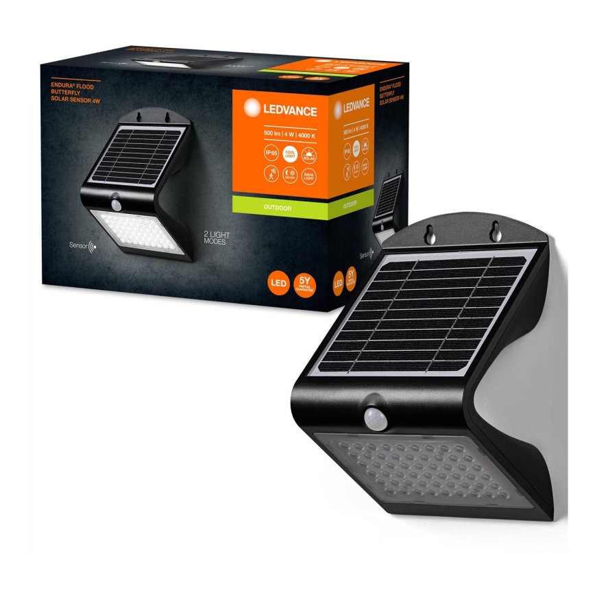 Ledvance - LED Solarna stenska svetilka s senzorjem gibanja in mraka METULJ LED/4W/3,7V 2000 mAh IP65