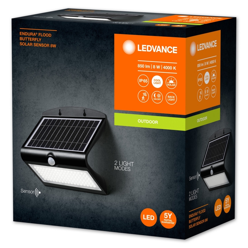 Ledvance - LED Solarna stenska svetilka s senzorjem METULJ LED/8W/3,7V 2000 mAh IP65
