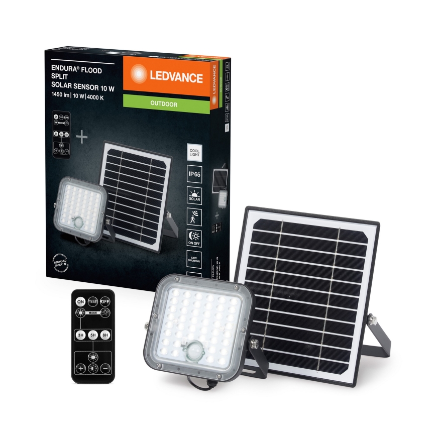 Ledvance - LED Zatemnitveni solarni reflektor s senzorjem FLOOD SPLIT LED/10W/3,2V 5000 mAh IP65 + Daljinski upravljalnik