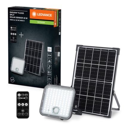 Ledvance - LED Zatemnitveni solarni reflektor s senzorjem FLOOD SPLIT LED/30W/6,4V 5000 mAh IP65 + Daljinski upravljalnik