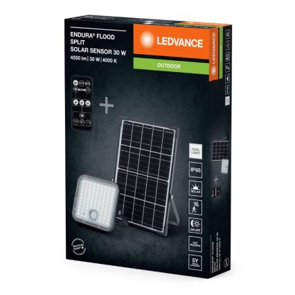 Ledvance - LED Zatemnitveni solarni reflektor s senzorjem FLOOD SPLIT LED/30W/6,4V 5000 mAh IP65 + Daljinski upravljalnik