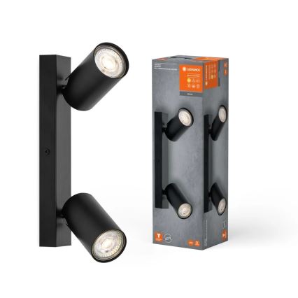 Ledvance - LED stensko reflektorsko svetilo OCTAGON 2xGU10/3,4W/230V 2700K črna