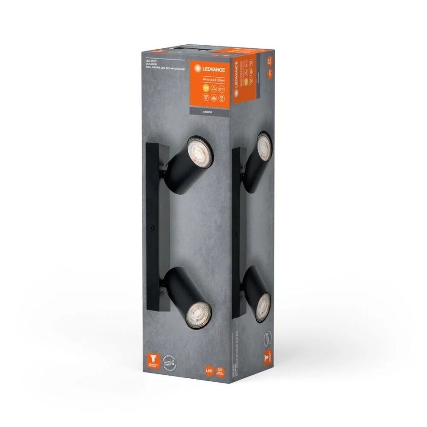 Ledvance - LED stensko reflektorsko svetilo OCTAGON 2xGU10/3,4W/230V 2700K črna