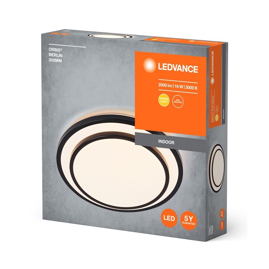 Ledvance - LED Stropna svetilka ORBIS BERLIN LED/16W/230V črna