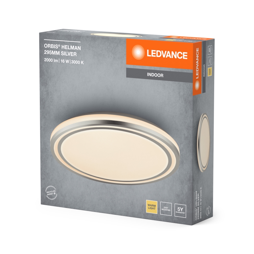 Ledvance - LED Stropna svetilka ORBIS HELMAN LED/16W/230V pr. 29,5 cm srebrna