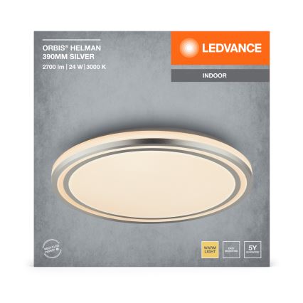 Ledvance - LED Stropna svetilka ORBIS HELMAN LED/24W/230V pr. 39 cm srebrna