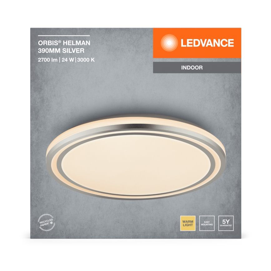 Ledvance - LED Stropna svetilka ORBIS HELMAN LED/24W/230V pr. 39 cm srebrna