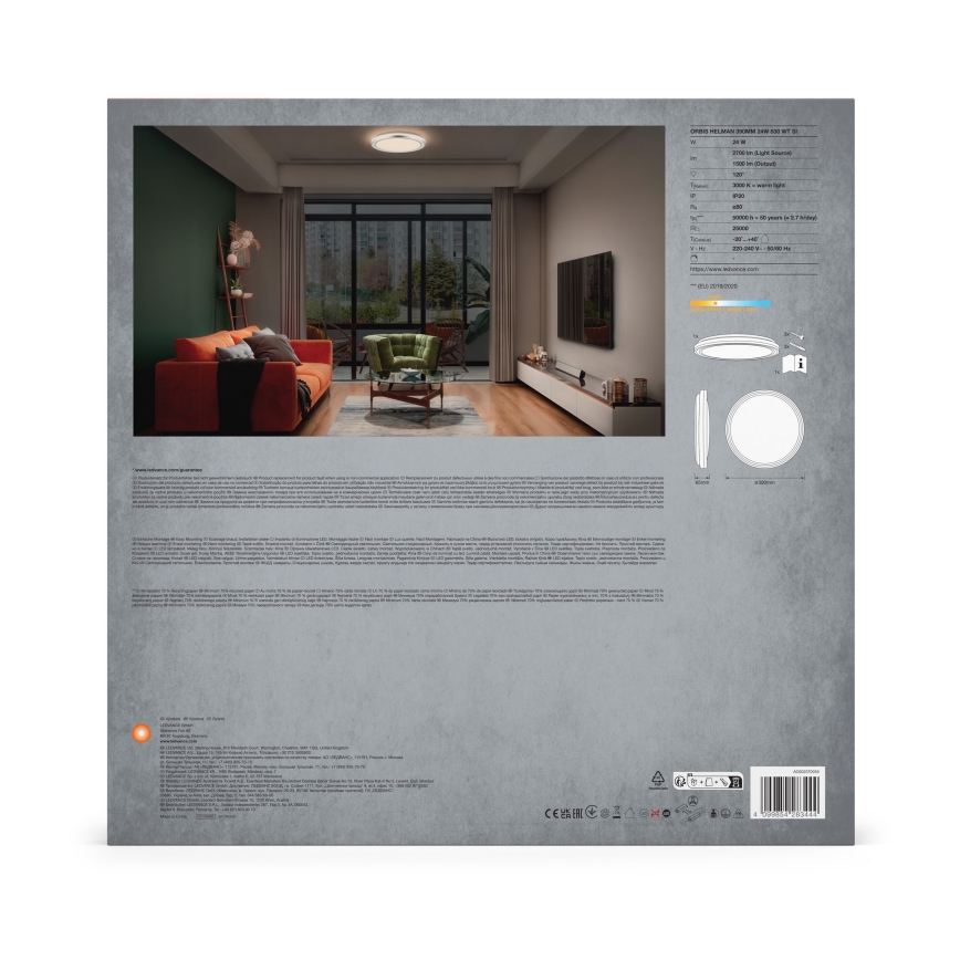 Ledvance - LED Stropna svetilka ORBIS HELMAN LED/24W/230V pr. 39 cm srebrna