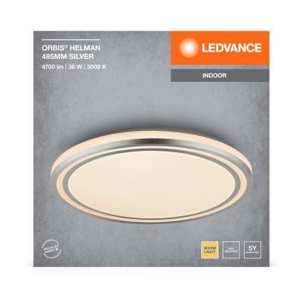 Ledvance - LED Stropna svetilka ORBIS HELMAN LED/36W/230V pr. 48,5 cm srebrna