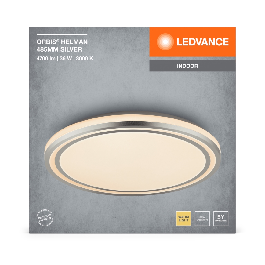 Ledvance - LED Stropna svetilka ORBIS HELMAN LED/36W/230V pr. 48,5 cm srebrna
