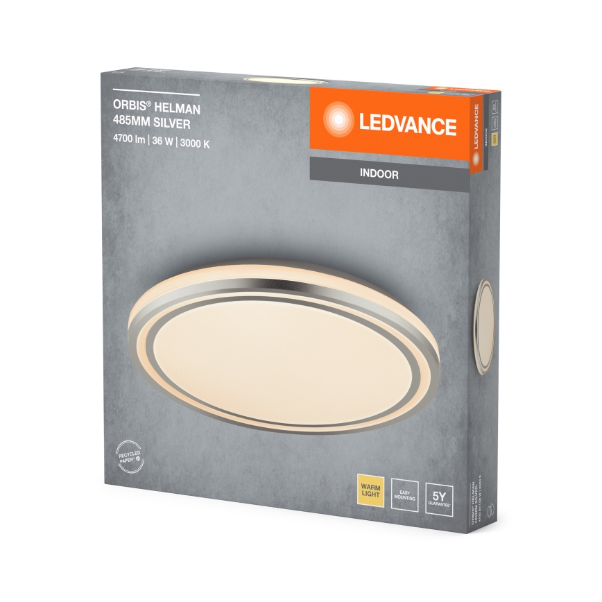 Ledvance - LED Stropna svetilka ORBIS HELMAN LED/36W/230V pr. 48,5 cm srebrna