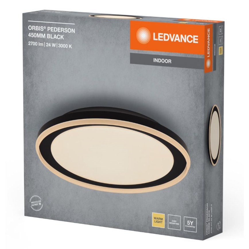 Ledvance - LED Stropna svetilka ORBIS PEDERSON LED/24W/230V pr. 45 cm črna