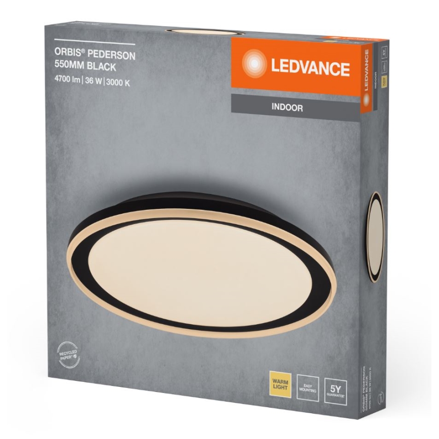Ledvance - LED Stropna svetilka ORBIS PEDERSON LED/36W/230V pr. 55 cm črna