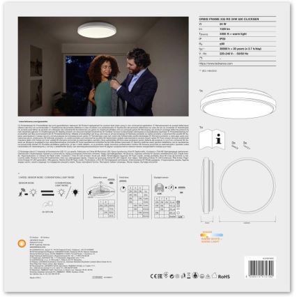Ledvance - LED Stropna svetilka s senzorjem ORBIS LED/24W/230V 3000K