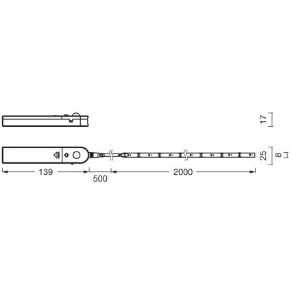 Ledvance - LED trak s senzorjem gibanja FLEX 2m LED/3,6W/4xAA