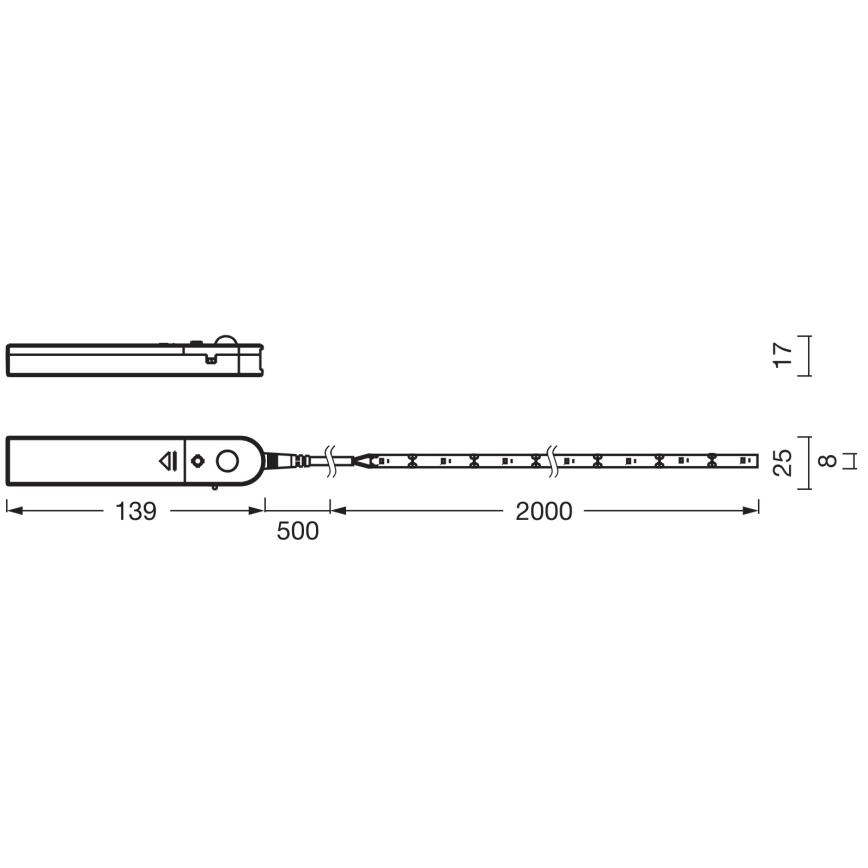 Ledvance - LED trak s senzorjem gibanja FLEX 2m LED/3,6W/4xAA