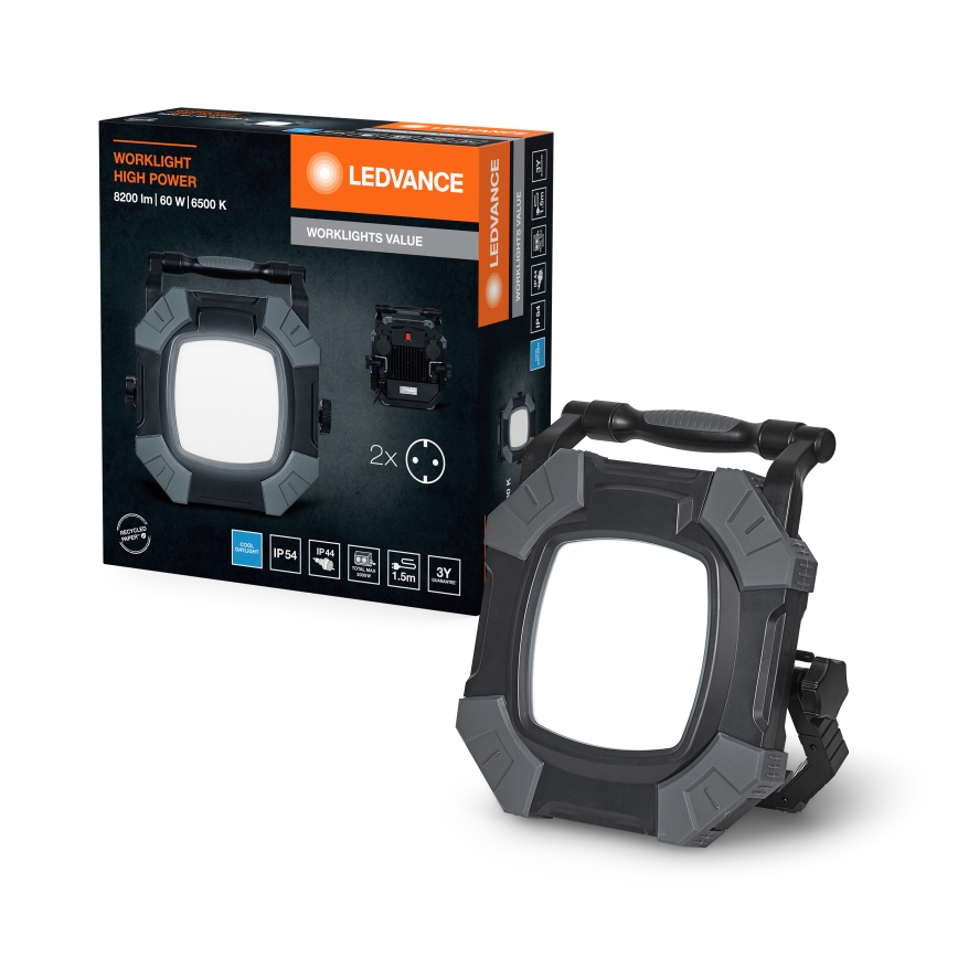Ledvance - LED Zatemnitven delo svetel z 2 vtičnicama WORKLIGHT VALUE LED/60W/230V IP54