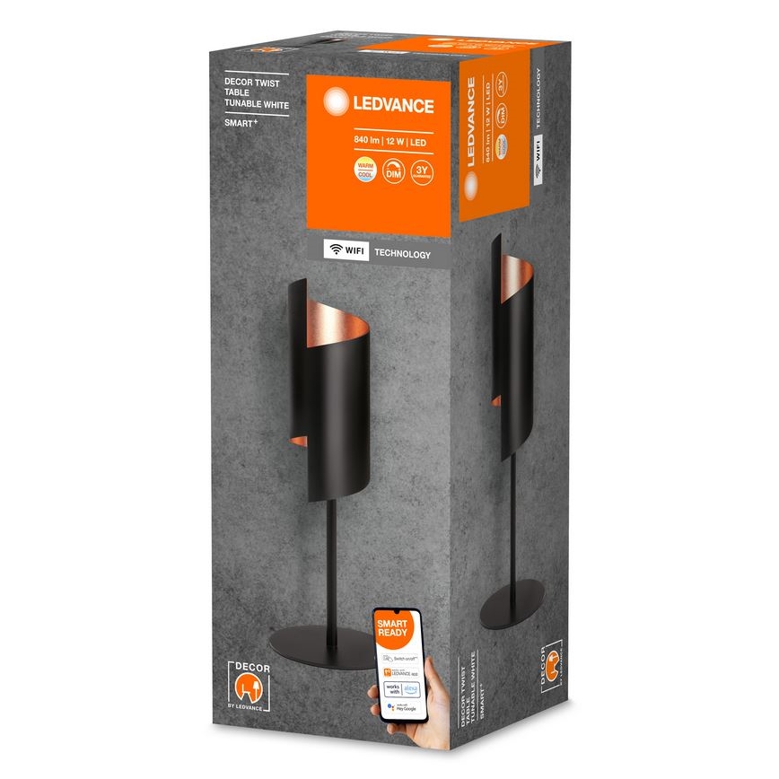 Ledvance - LED Zatemnitvena namizna svetilka SMART+ DECOR TWIST LED/12W/230V 3000-6500K Wi-Fi črna