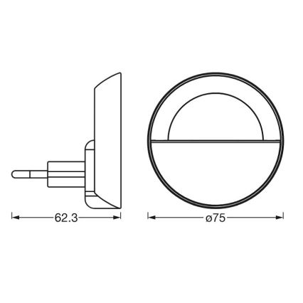 Ledvance - LED Zatemnitvena nočna svetilka LUNETTA LED/0,7W/230V