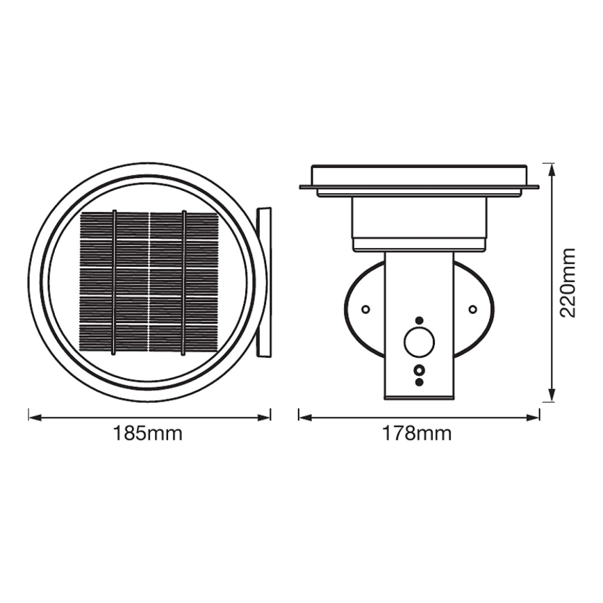 Ledvance - LED Zatemnitvena solarna svetilka s senzorjem CIRCLE LED/6W/3,2V 2200 mAh IP44