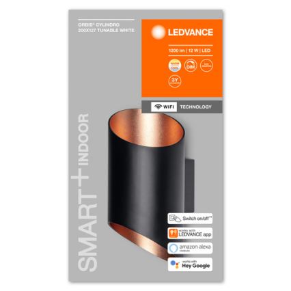 Ledvance - LED Zatemnitvena stenska svetilka SMART+ CYLINDRO LED/12W/230V 3000-6500K Wi-Fi črna