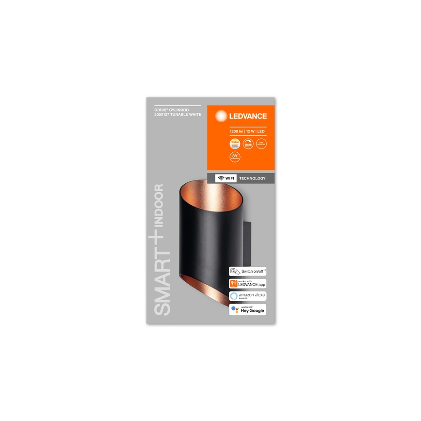 Ledvance - LED Zatemnitvena stenska svetilka SMART+ CYLINDRO LED/12W/230V 3000-6500K Wi-Fi črna