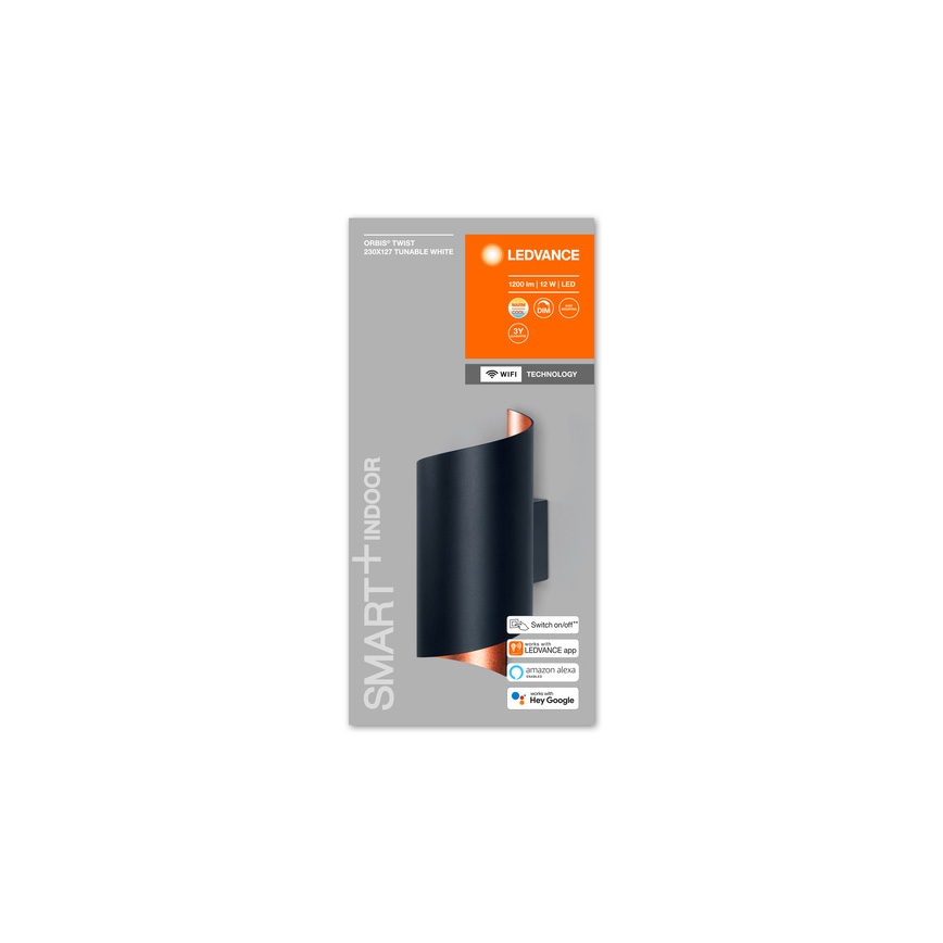 Ledvance - LED Zatemnitvena stenska svetilka SMART+ TWIST LED/12W/230V 3000-6500K Wi-Fi črna