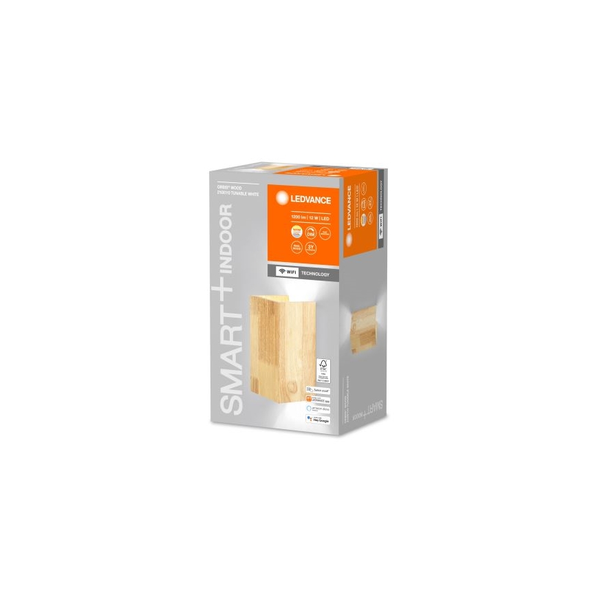 Ledvance - LED Zatemnitvena stenska svetilka SMART+ WOOD LED/12W/230V 3000-6500K Wi-Fi