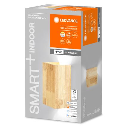 Ledvance - LED Zatemnitvena stenska svetilka SMART+ WOOD LED/12W/230V 3000-6500K Wi-Fi