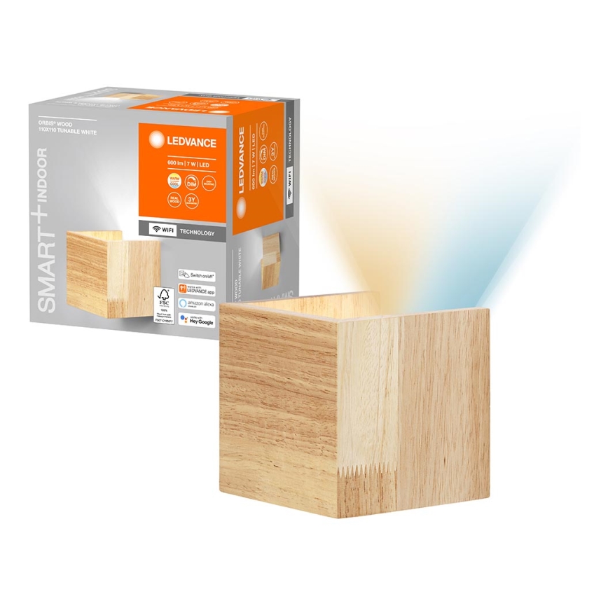 Ledvance - LED Zatemnitvena stenska svetilka SMART+ WOOD LED/7W/230V 3000-6500K Wi-Fi