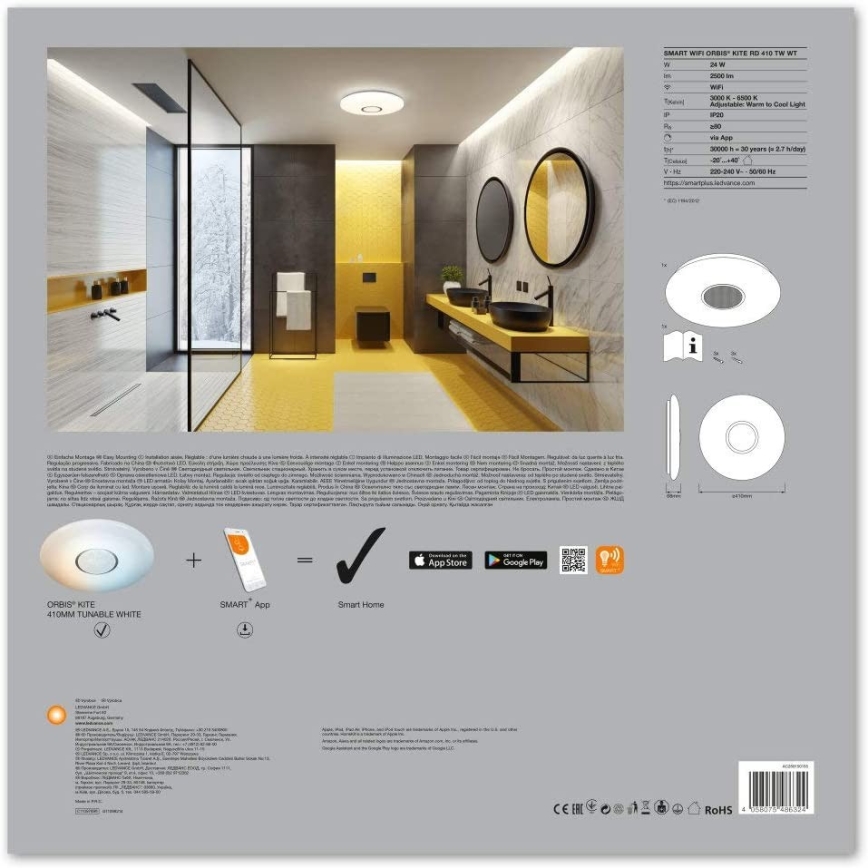 Ledvance - LED Zatemnitvena stropna svetilka SMART+ KITE LED/24W/230V 3,000K-6,500K Wi-Fi